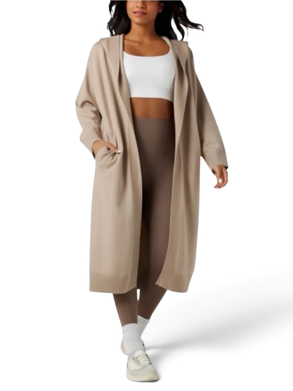 Halara Hooded Long Sleeve Longline Open Front Cardigan Women’s Size Small 8/10